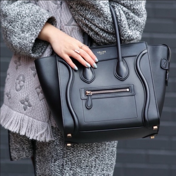 CELINE MINI LUGGAGE BAG SMOOTH BLACK CALFSKIN - Picture 2 of 14